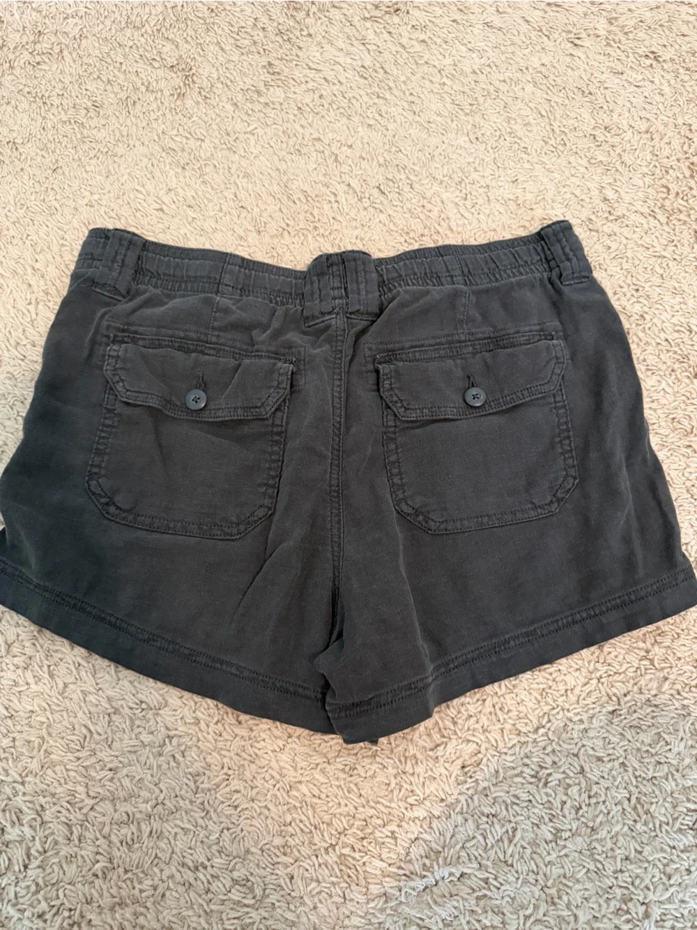 American Eagle Outfitters Black Drawstring Patch-Pocket Athletic Shorts